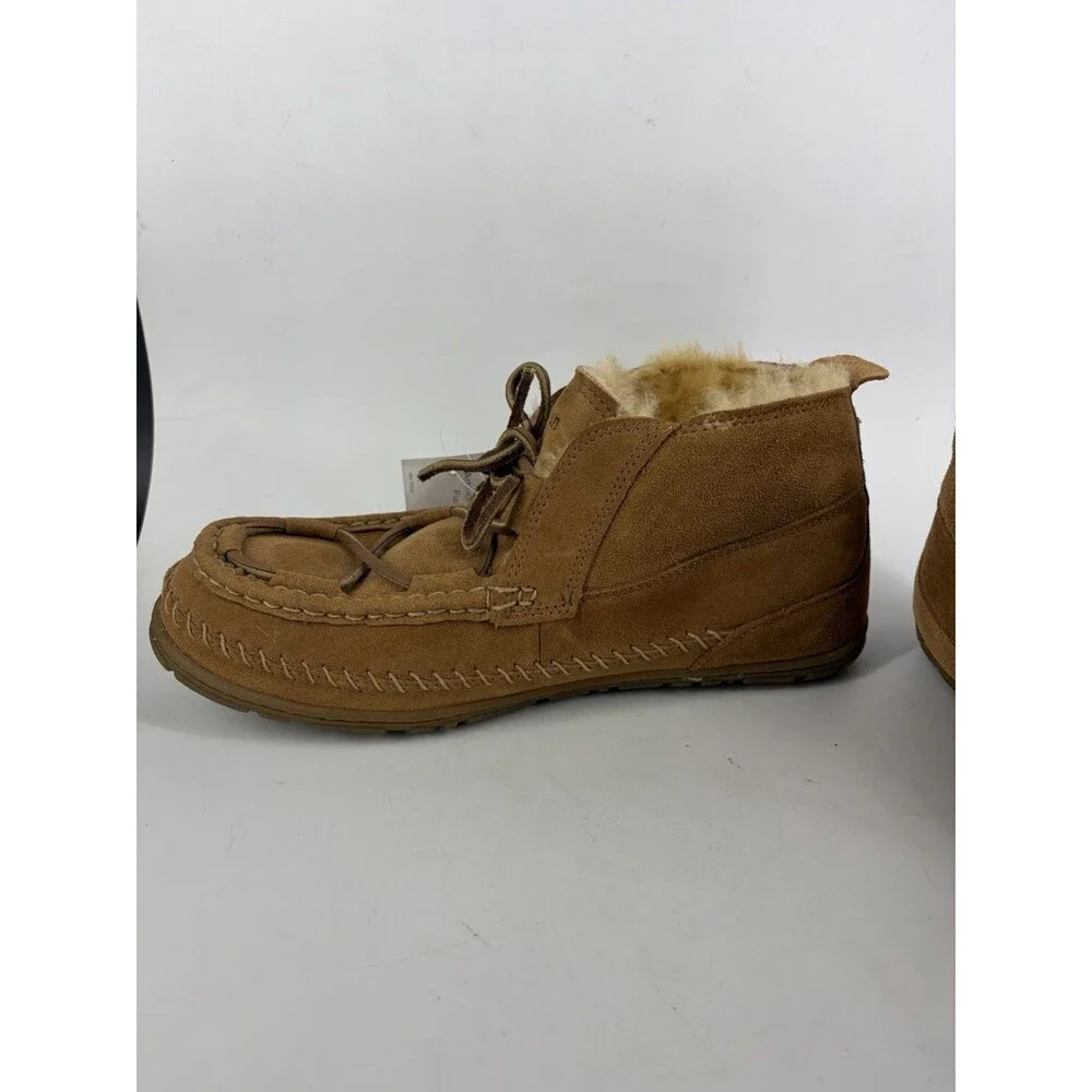 LL Bean Lodge Men's 9 Brown Suede Wicked Good Slipper Chukka Boots Shearling